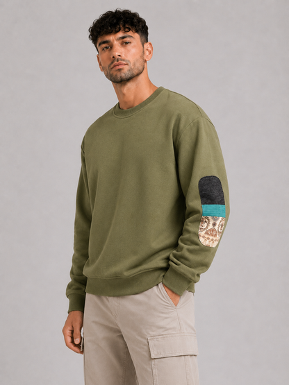 Mochuang Patch Detail Pullover Sweatshirt