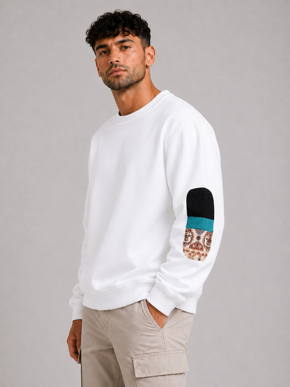 Mochuang Patch Detail Pullover Sweatshirt