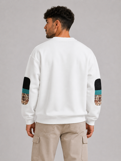 Mochuang Patch Detail Pullover Sweatshirt