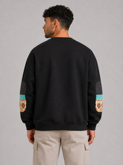Mochuang Patch Detail Pullover Sweatshirt
