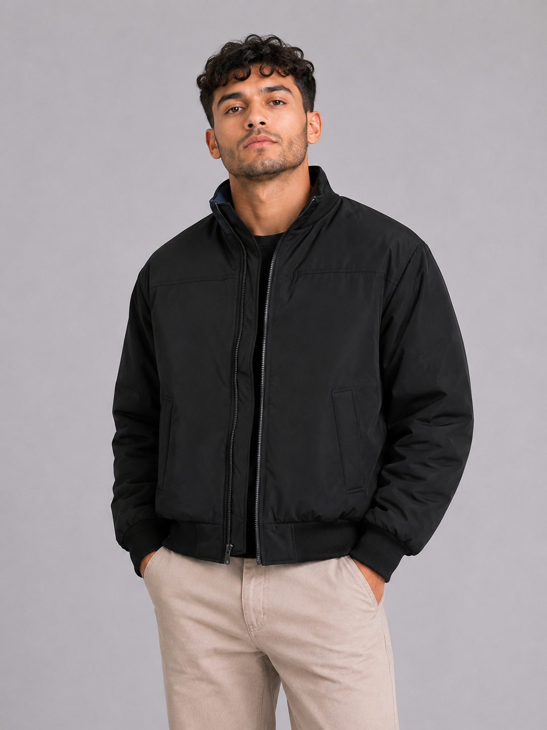 Loose Fit Stand Collar Jacket