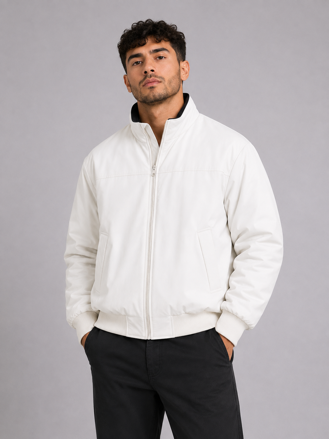 Loose Fit Stand Collar Jacket
