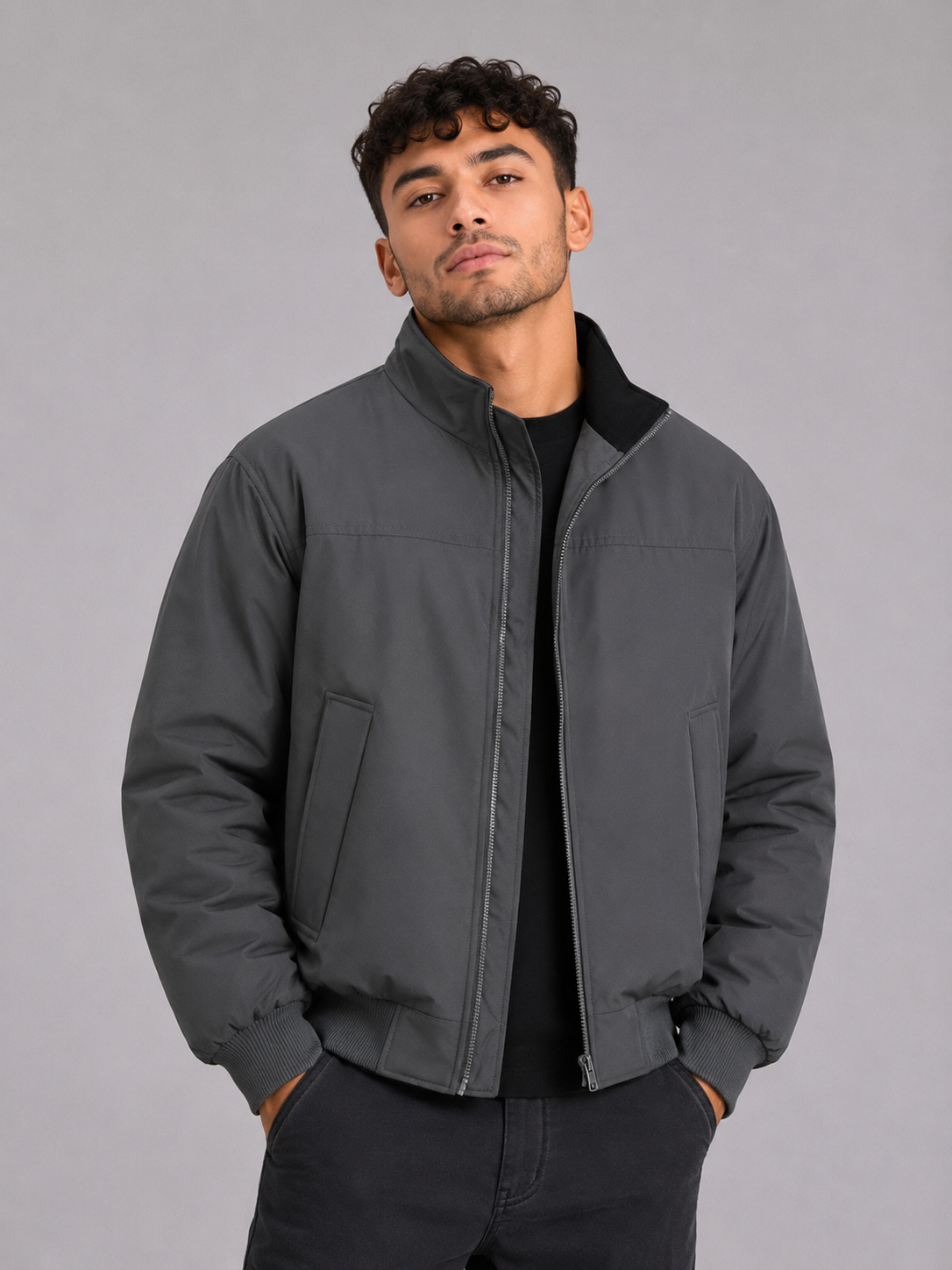 Loose Fit Stand Collar Jacket