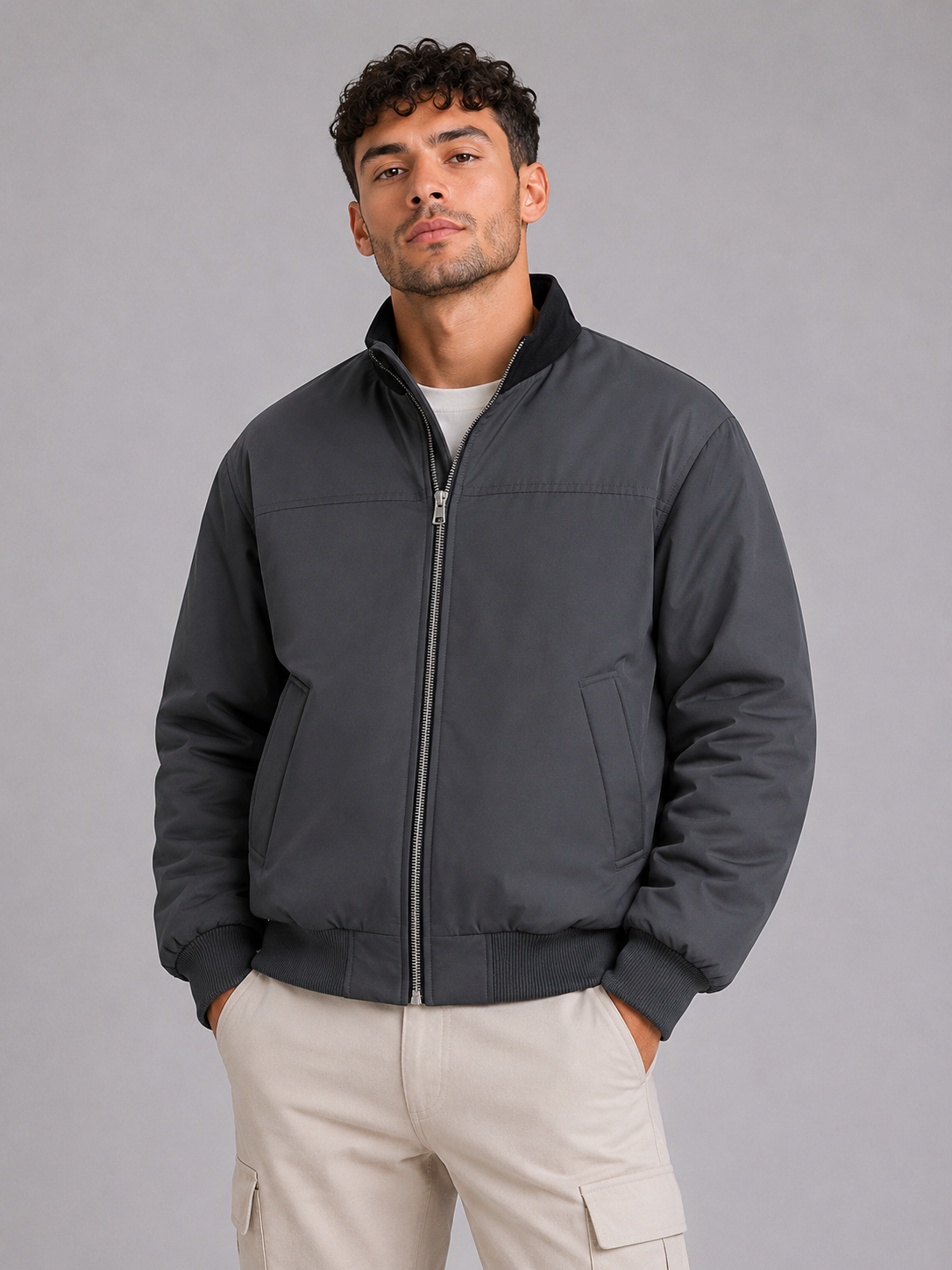 Loose Fit Stand Collar Jacket