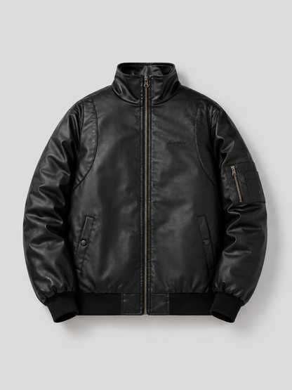 PU Stand Collar Jacket