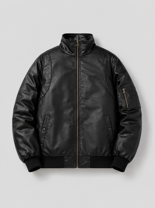 PU Stand Collar Jacket