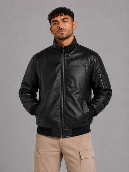 PU Stand Collar Jacket