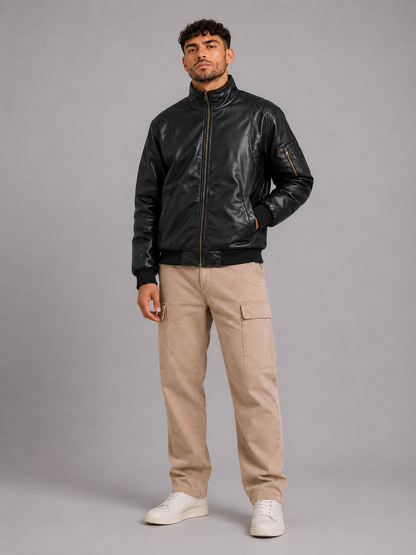 PU Stand Collar Jacket