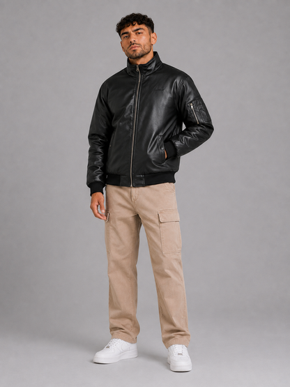 PU Stand Collar Jacket