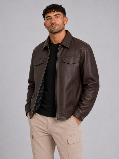 Fitted PU Lapel Jacket