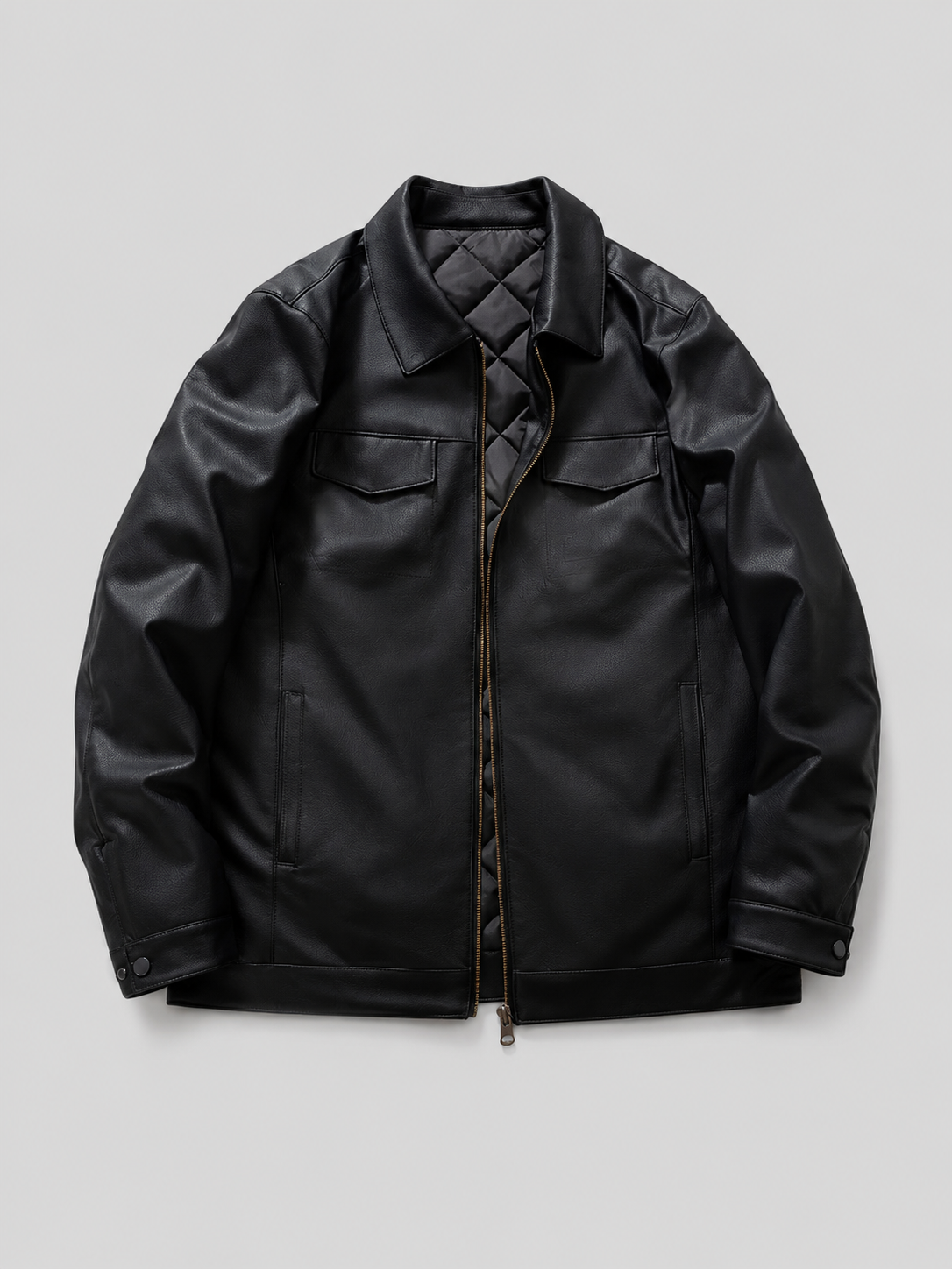 Fitted PU Lapel Jacket