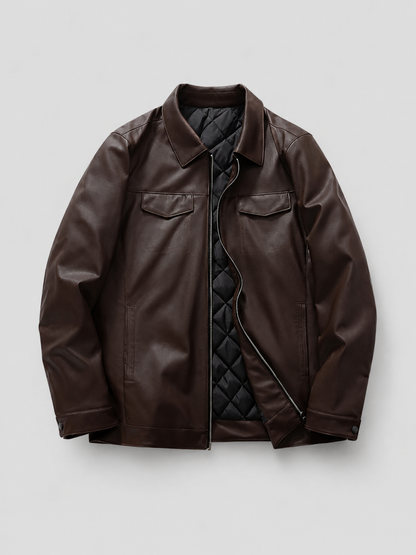 Fitted PU Lapel Jacket