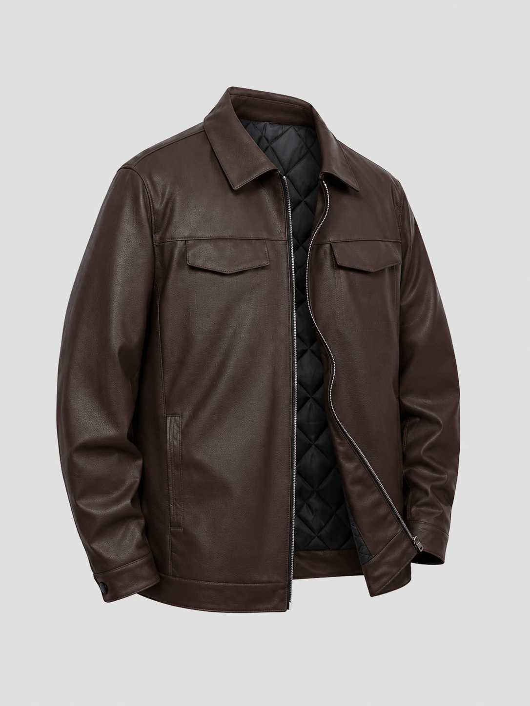 Fitted PU Lapel Jacket