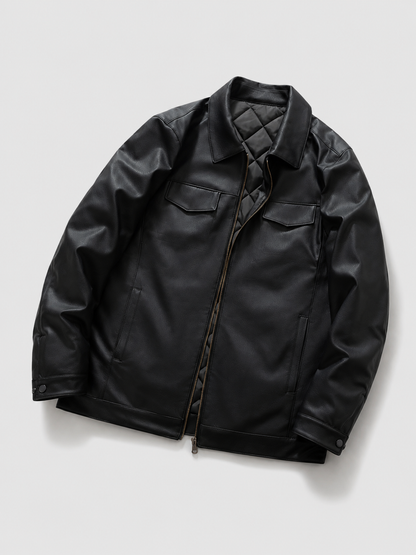 Fitted PU Lapel Jacket