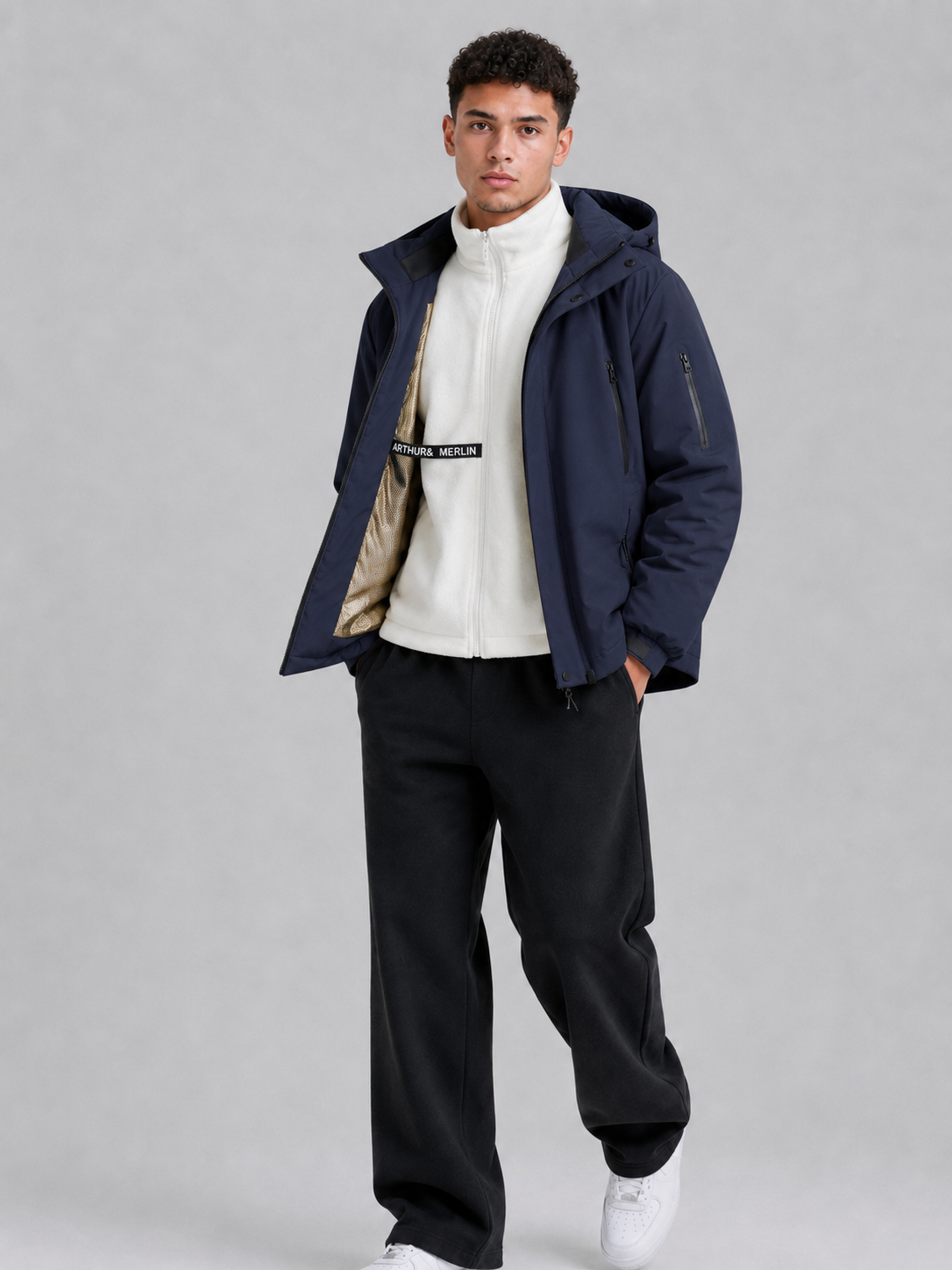 Unisex Detachable Hood Polyester Jacket