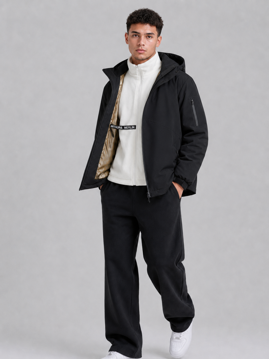 Unisex Detachable Hood Polyester Jacket