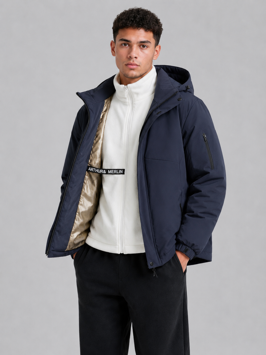 Unisex Detachable Hood Polyester Jacket