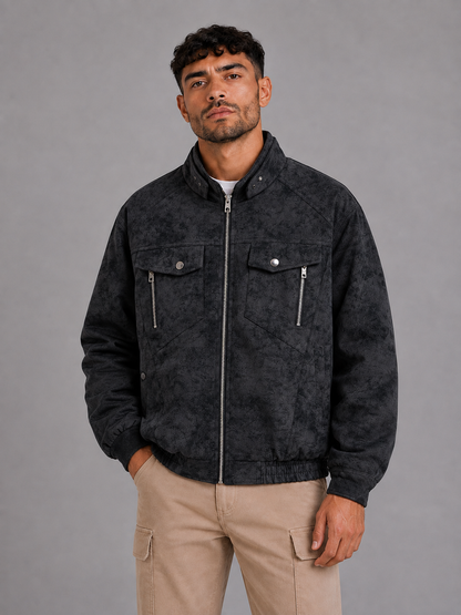 Black PU Lapel Jacket