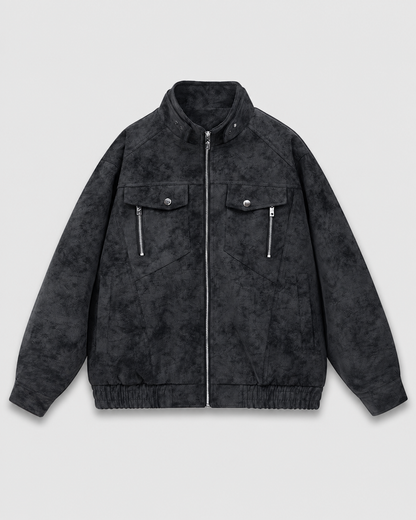 Black PU Lapel Jacket