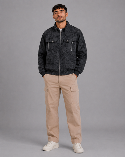 Black PU Lapel Jacket