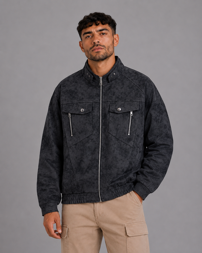 Black PU Lapel Jacket
