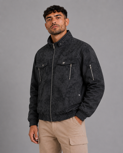 Black PU Lapel Jacket