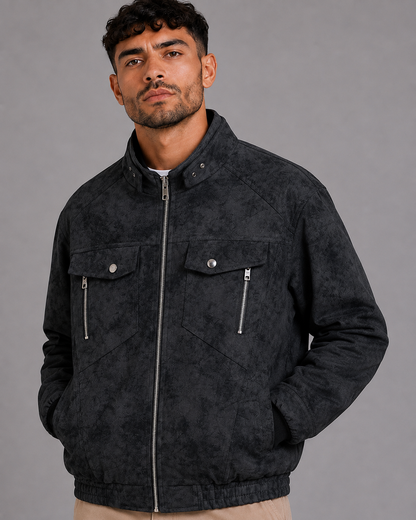 Black PU Lapel Jacket