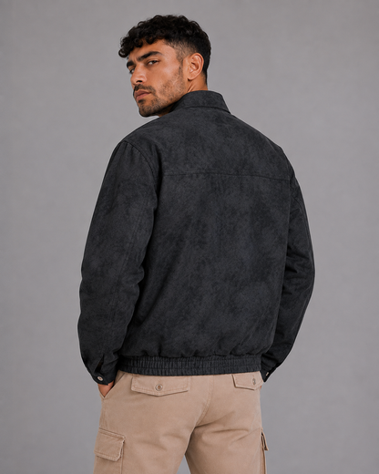 Black PU Lapel Jacket