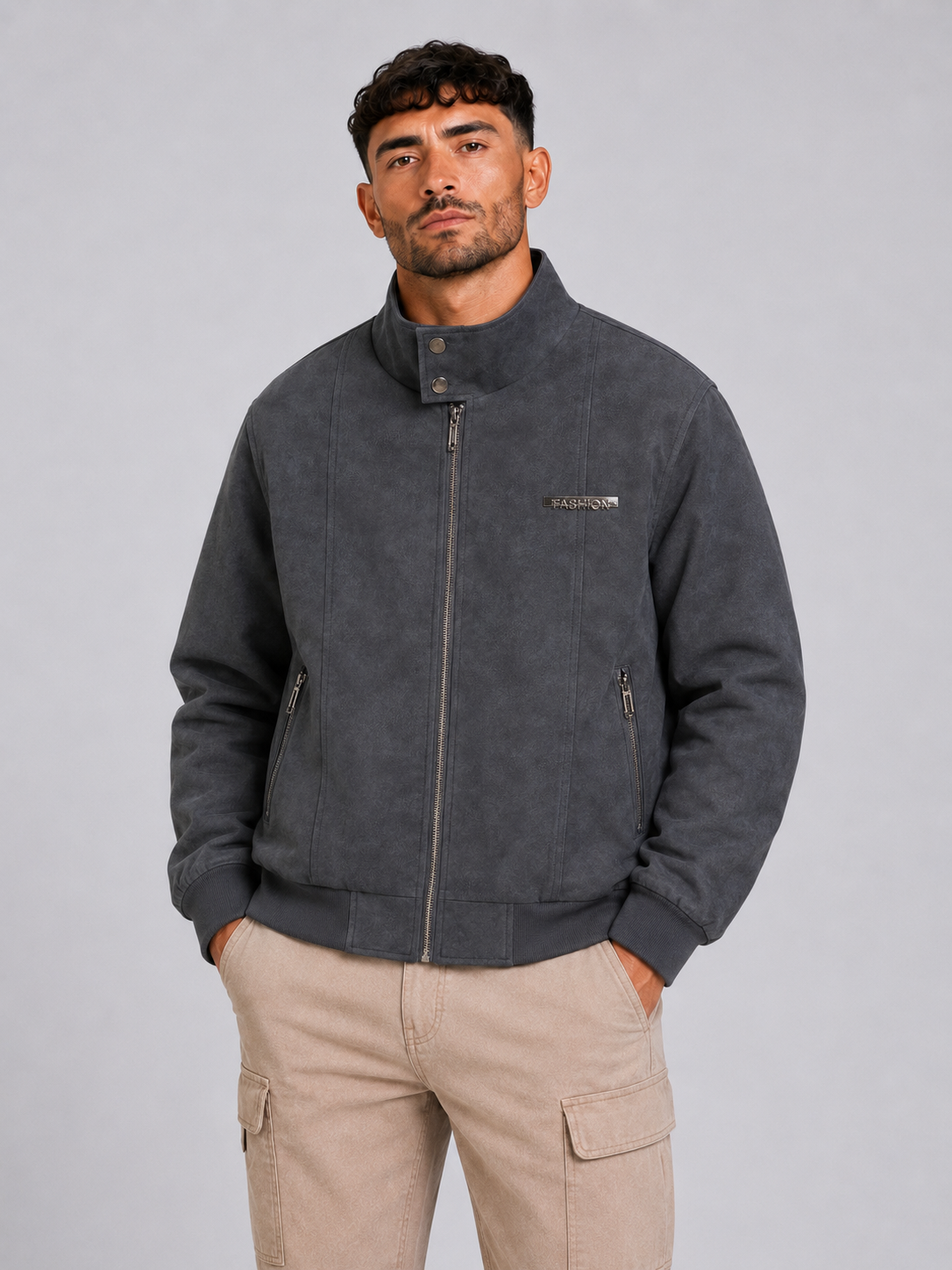 PU Leather Lapel Jacket