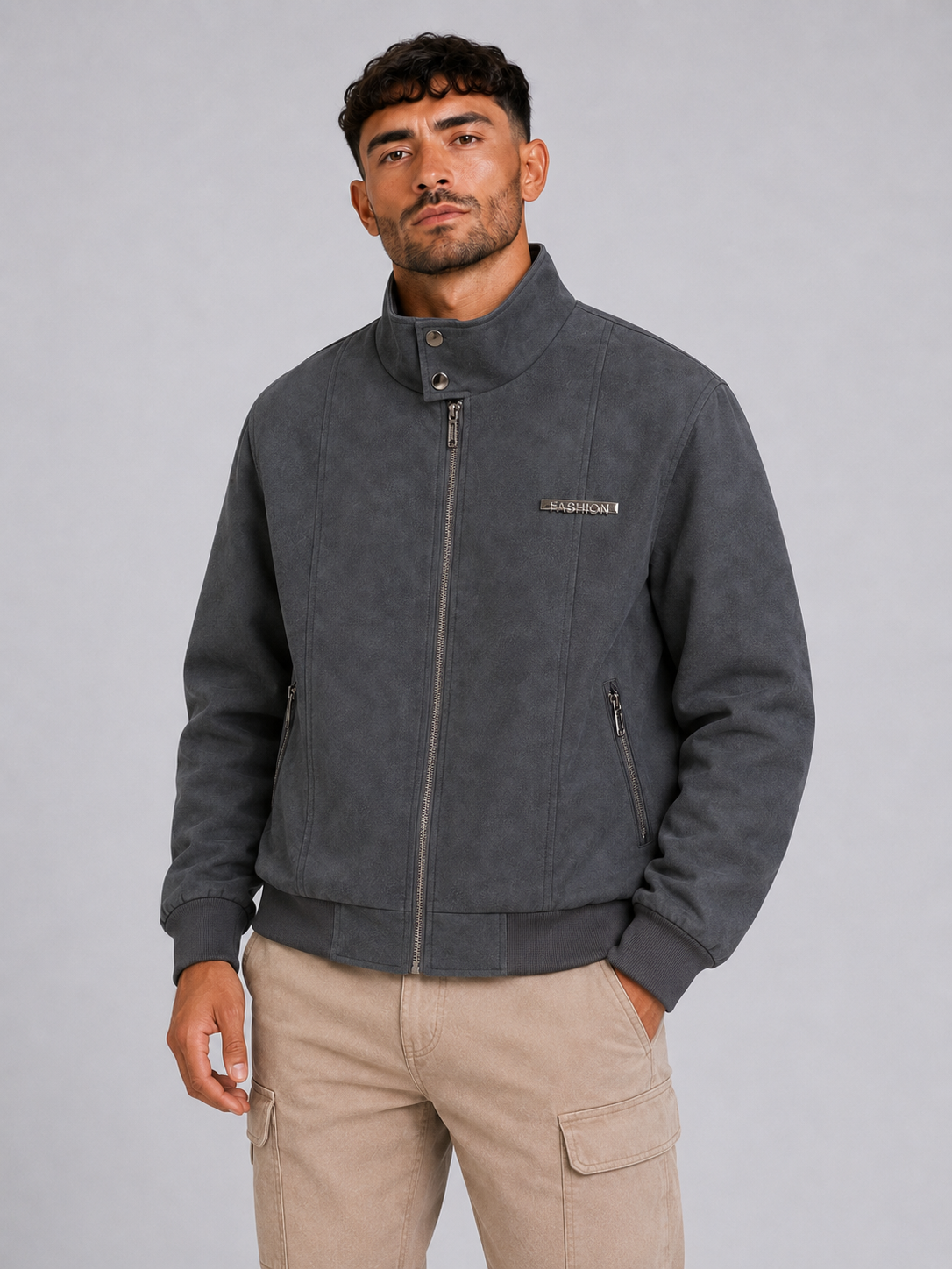 PU Leather Lapel Jacket