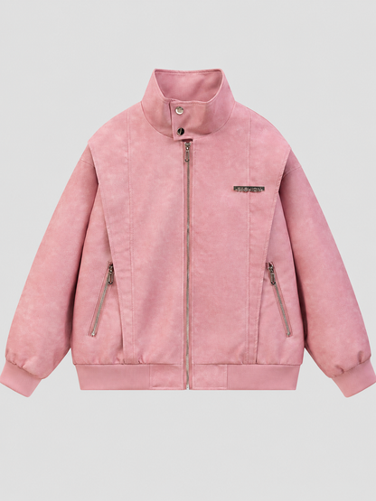 PU Leather Lapel Jacket