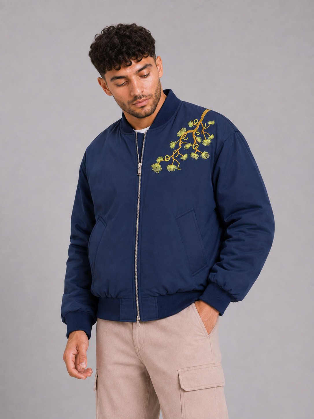 Embroidered Stand Collar Jacket