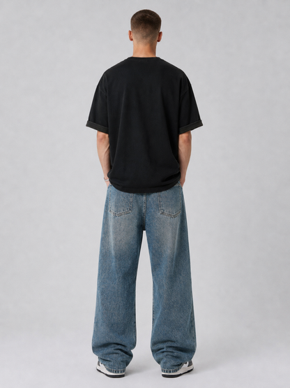 Blue Double-Waist Skateboard Pants