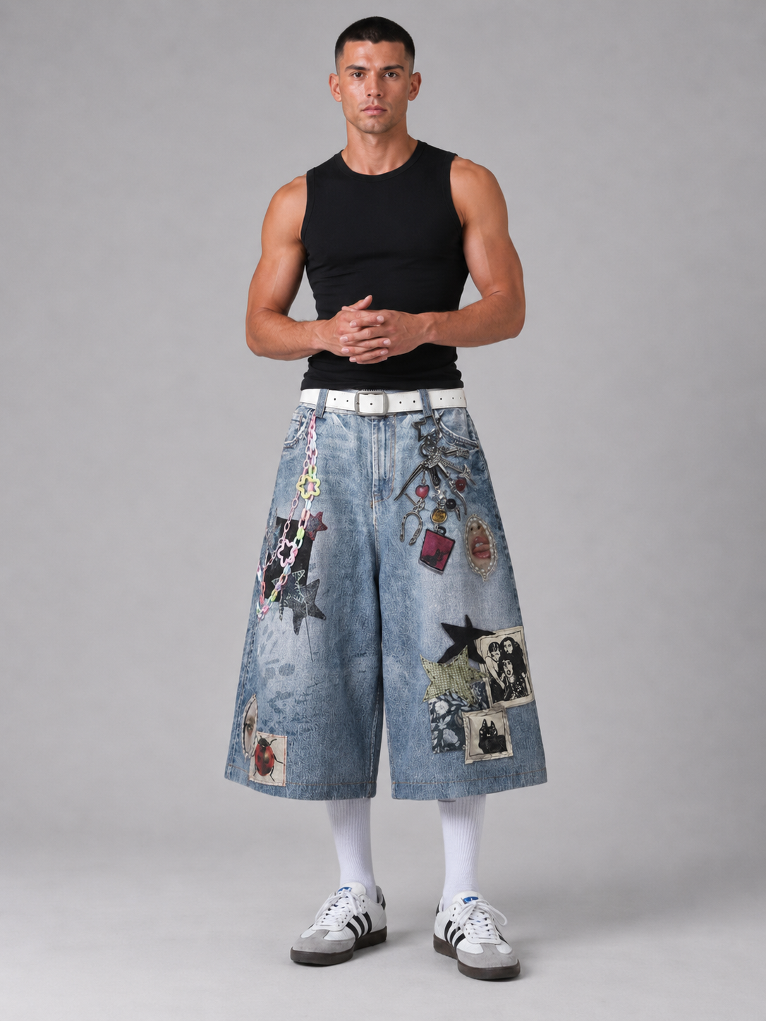 Men’s Cropped Straight-Leg Denim Pants