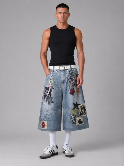 Men’s Cropped Straight-Leg Denim Pants