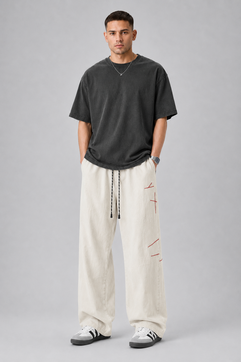 Distressed Straight-Leg Denim Jeans