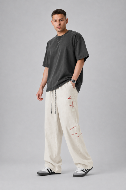Distressed Straight-Leg Denim Jeans