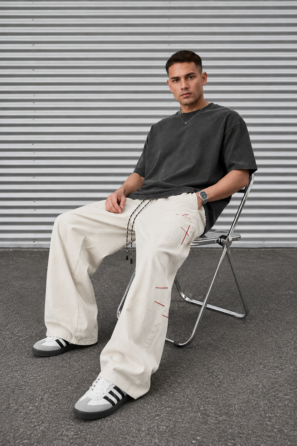 Distressed Straight-Leg Denim Jeans