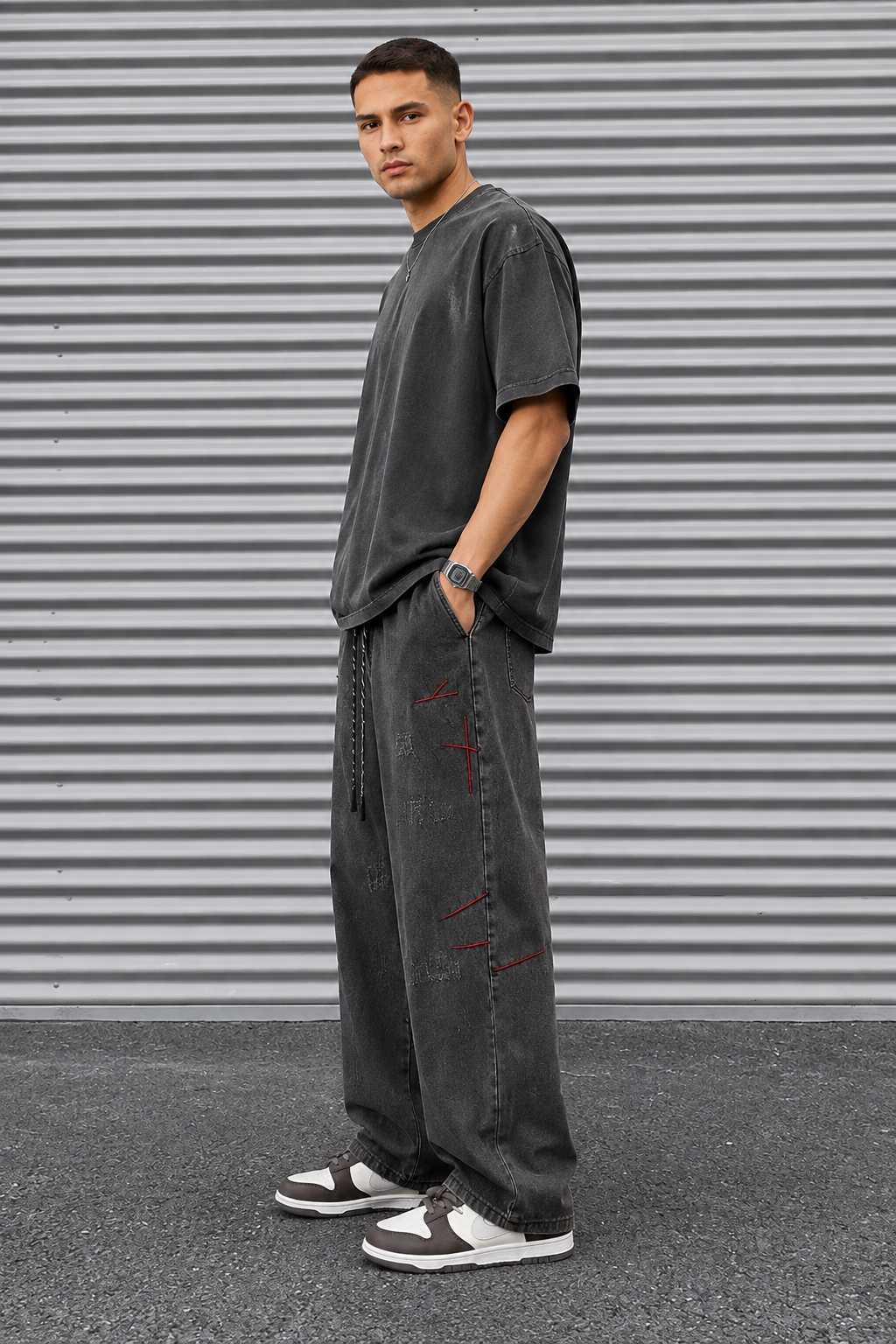 Distressed Straight-Leg Denim Jeans