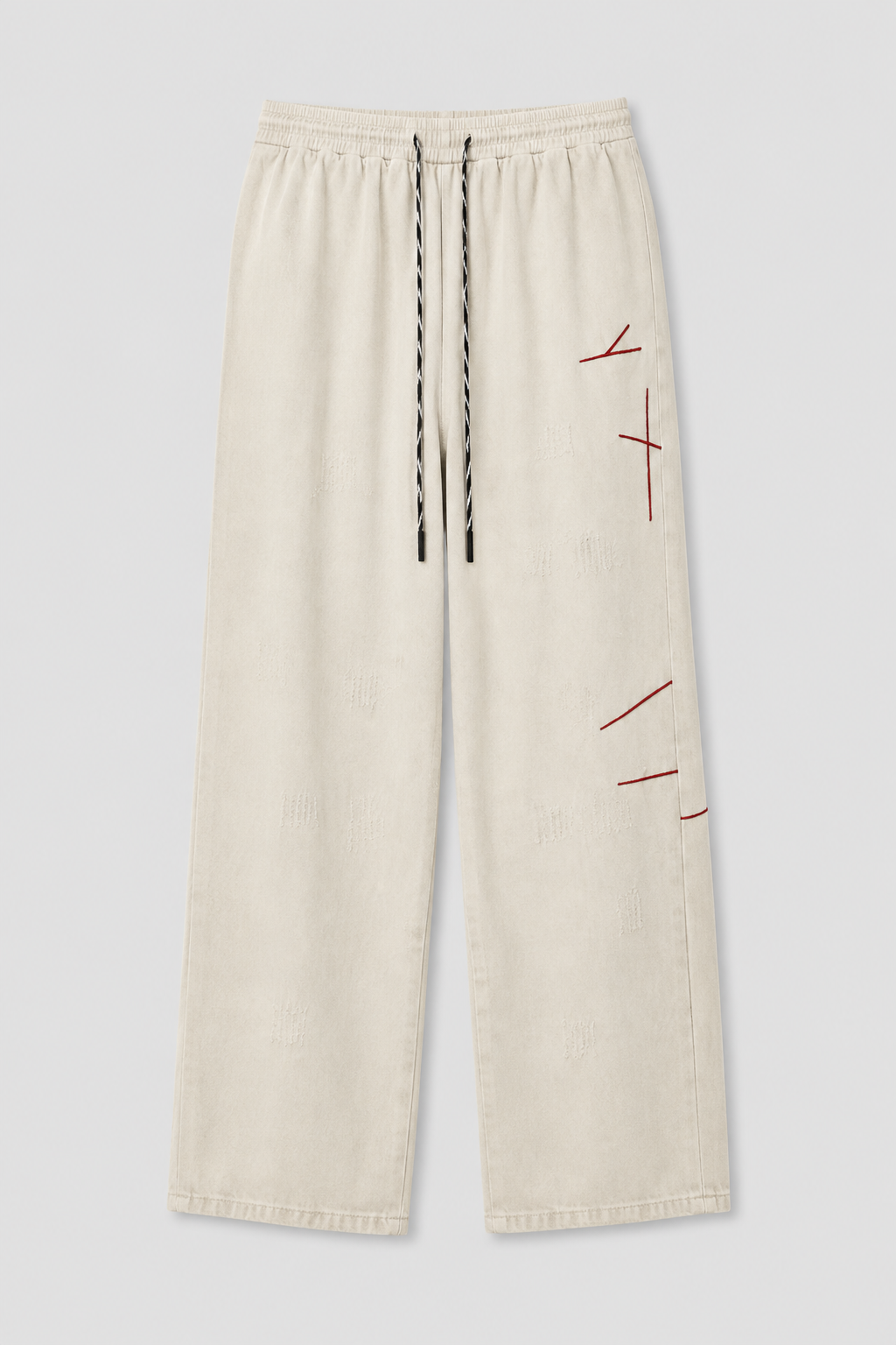 Distressed Straight-Leg Denim Jeans