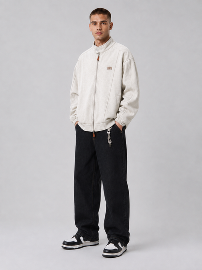 Loose-Fit Stand Collar Jacket