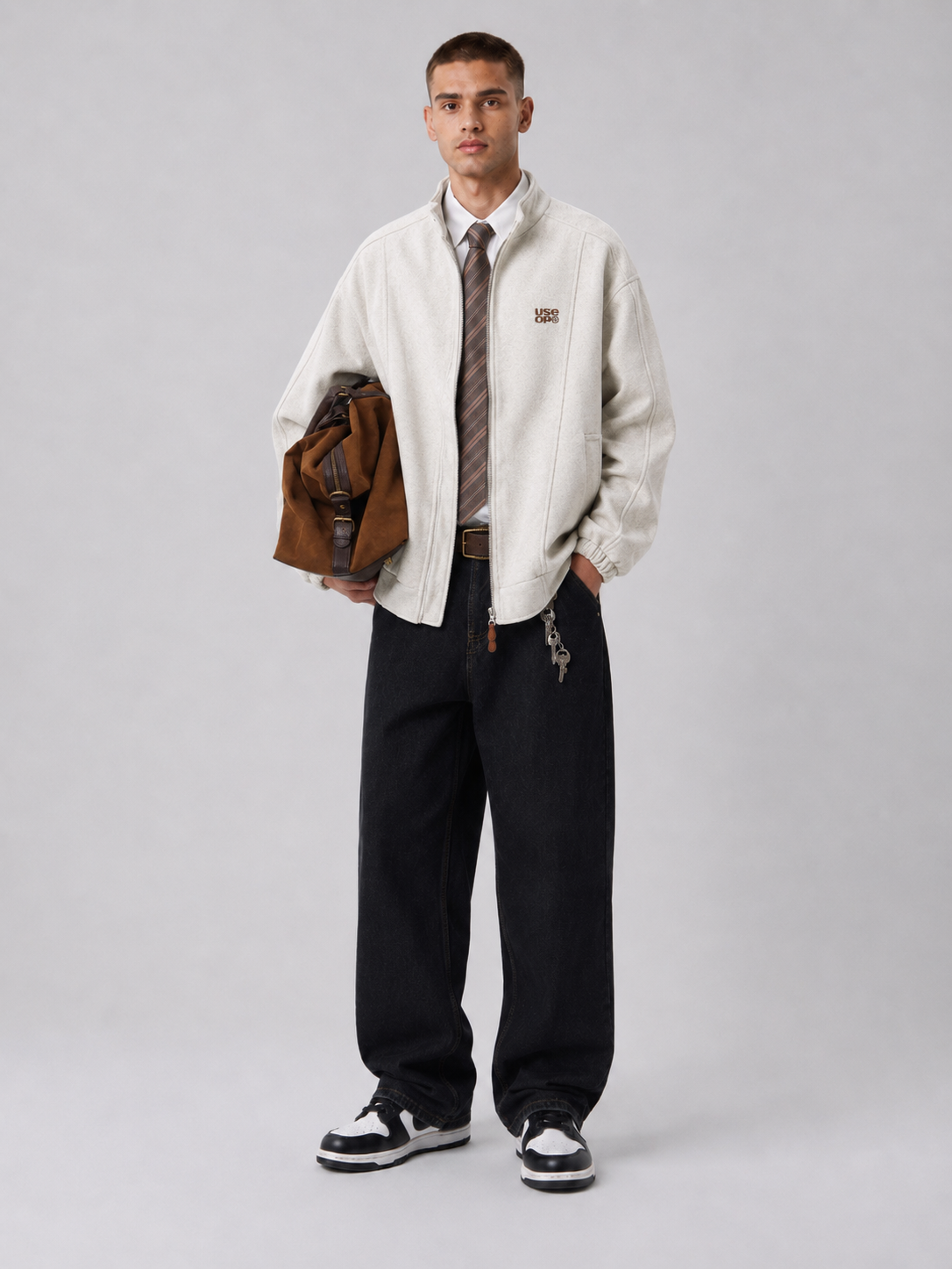 Loose-Fit Stand Collar Jacket