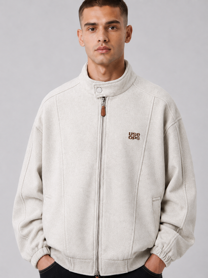 Loose-Fit Stand Collar Jacket