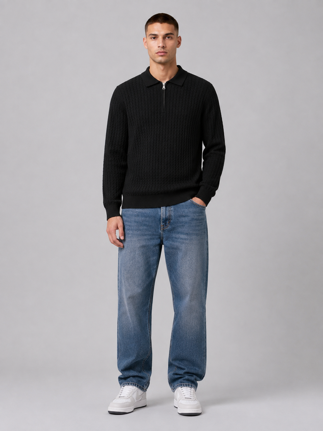 Men’s Long-Sleeve Polo Knit Top