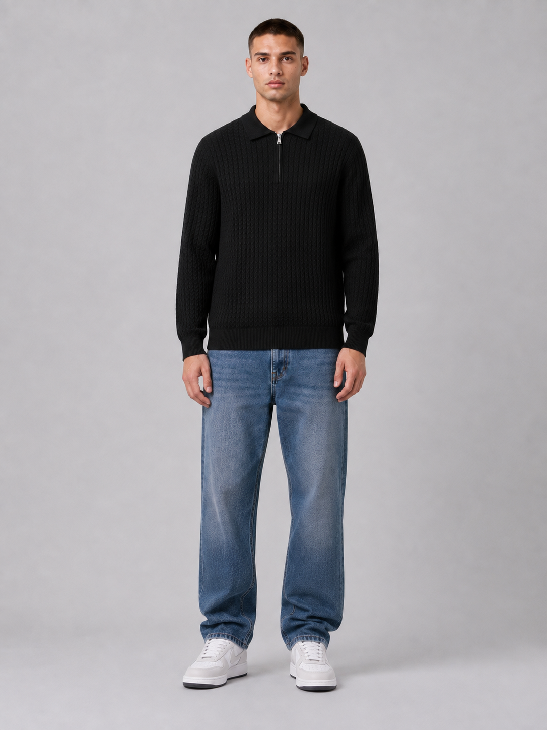 Men’s Long-Sleeve Polo Knit Top