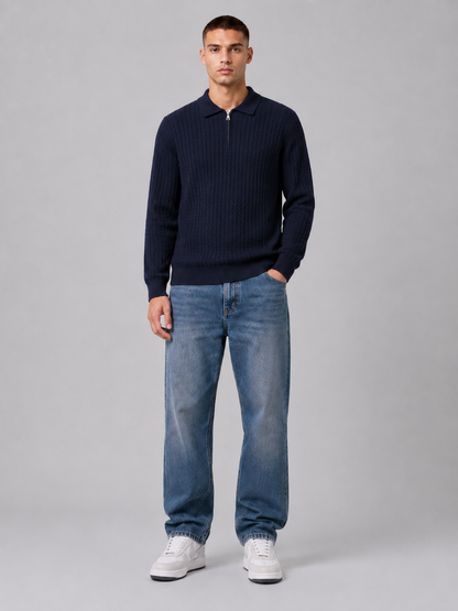 Men’s Long-Sleeve Polo Knit Top