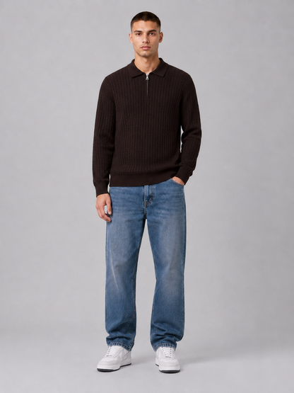 Men’s Long-Sleeve Polo Knit Top