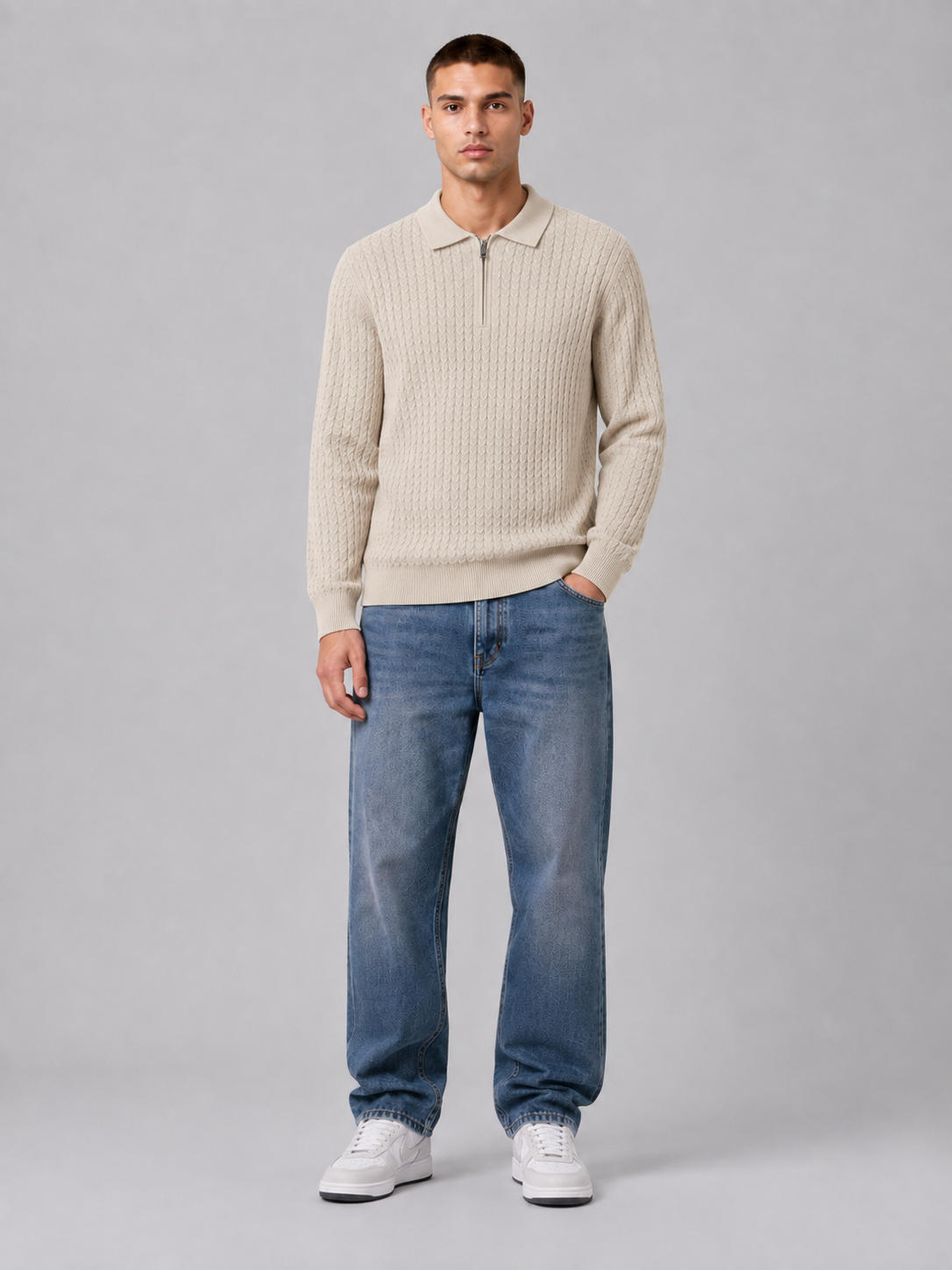 Men’s Long-Sleeve Polo Knit Top
