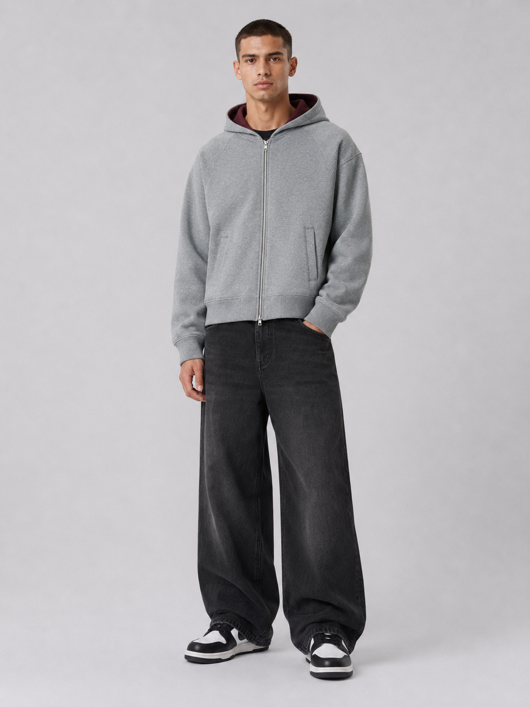 Loose Fit Hooded Zip-Up Jacket