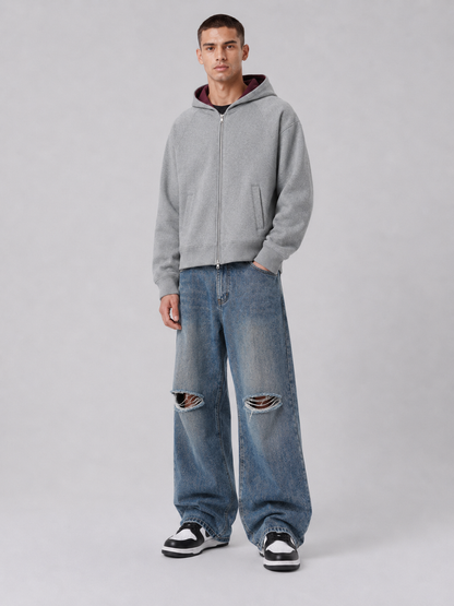 Loose Fit Hooded Zip-Up Jacket